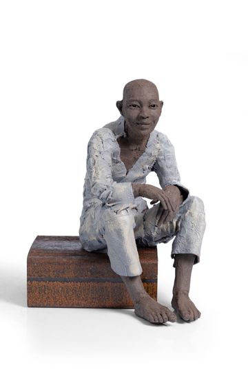 Happy sculpture, sculpture joyeuse, moine bouddhiste