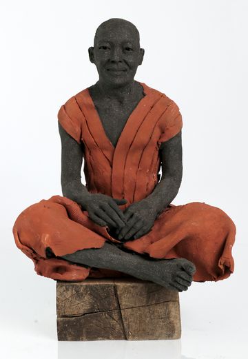 Méditation, zen bouddha clay céramique sculpture bonze