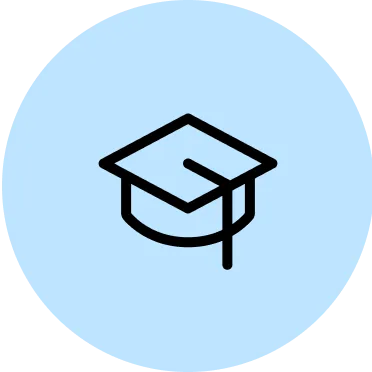Simple illustration of a graduation cap on a blue background