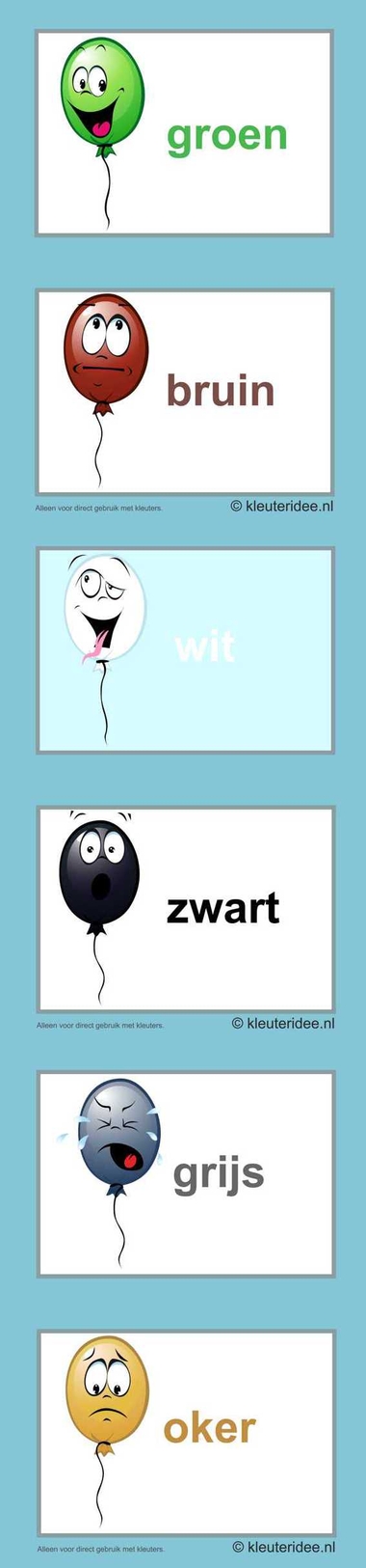 Kleurkaarten voor kleuters , kleuteridee.nl , colorcards for preschool , free printable 2