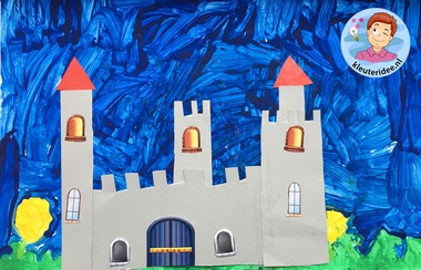 kasteel knippen en plakken, thema ridders, kleuteridee, knights theme kindergarten craft