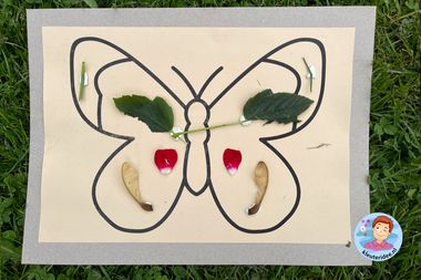 Vlinderfeest, vlinder van natuurlijke materialen, kleuteridee