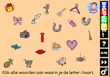 Kleuteridee.nl, Interactief letterspel bij de letter i voor kleuters, voor tablet, computer en digibord