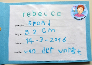 Geboortekaartjes maken, thema baby, kleuteridee.nl, Kindergarten baby theme