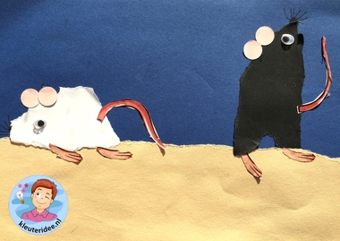 Muizen scheuren met kleuters, met gratis download voor staart en poten, kleuteridee.nl, Kindergarten mouse craft with free printable 1