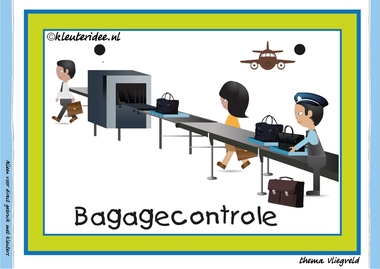 Themahoek 1 bagagecontrole bij thema vliegveld voor kleuters, juf Petra van kleuteridee, free printable.