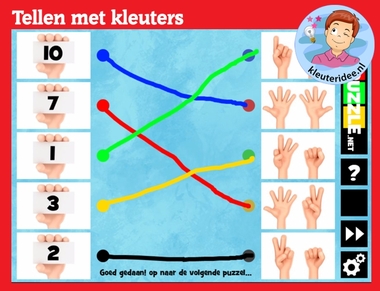 Tellen met kleuters op digibord of computer op kleuteridee.nl, Kindergarten scounting game for IBW or computer