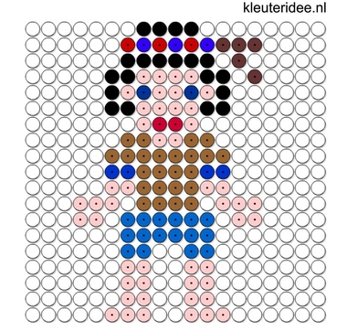 indianenjongen klein kralenplank voor kleuters, kleuteridee.nl, beads pattern preschool, free printable