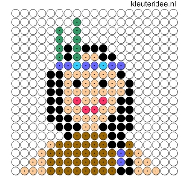 indianenvrouw kralenplank voor kleuters, kleuteridee.nl, beads pattern preschool, free printable