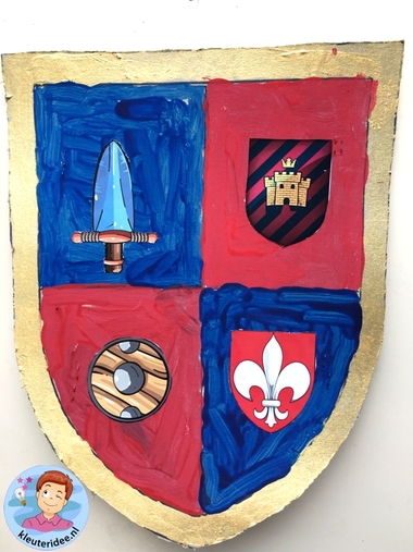 schild voor ridder knutselen, thema ridders, kleuteridee, shield craft knights theme kindergarten 3