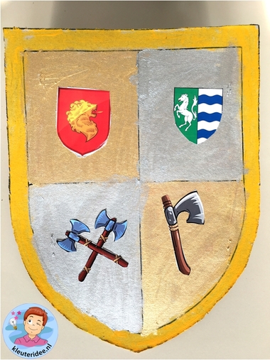 schild voor ridder knutselen, thema ridders, kleuteridee, shield craft knights theme kindergarten 6