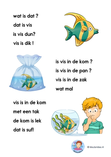 vis, verhaaltje voor kleuters die beginnen te lezen, AVI-start kleuteridee.nl