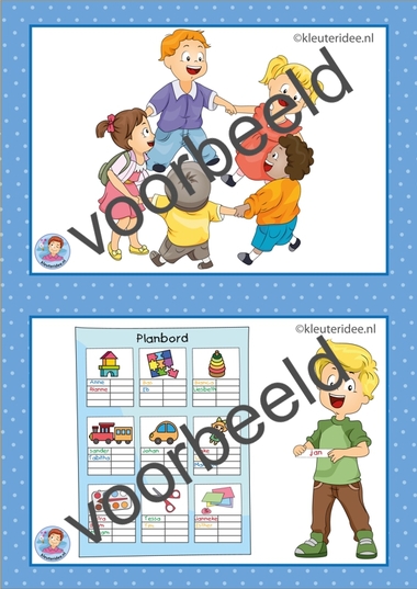 3 Kring en planbord. 32 dagritmekaarten voor kleuters, juf Petra kleuteridee / Preschool schedule cards