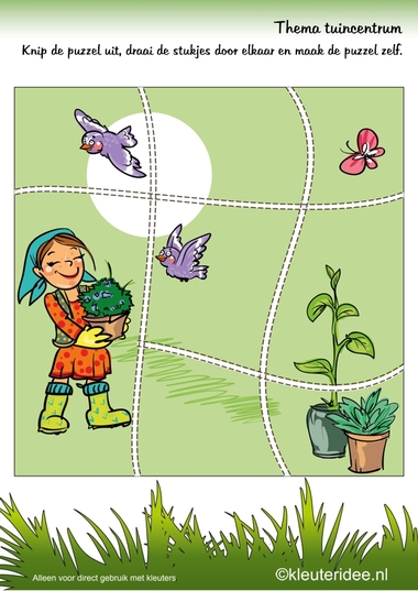 Puzzel tuin 2, thema tuincentrum, kleuteridee , Preschool puzzle, garden theme, free printable.