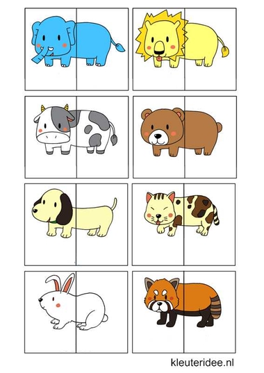 Dierenspel voor kleuters, kleuteridee.nl , animal match for preschool, free printable 2.