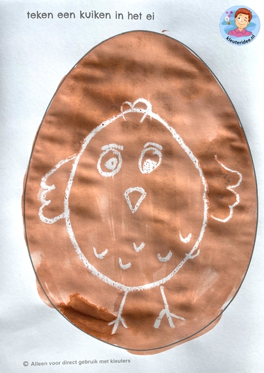 Teken een kuiken in het ei, thema boerderij, chick farm craft, kleuteridee 1