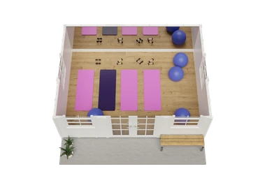 12' x 16' farmhouse yoga studio floorplan