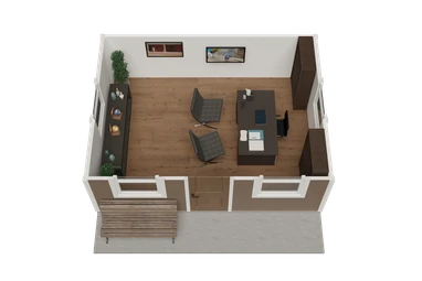 12' x 16' backyard traditional office executive suite floorplan