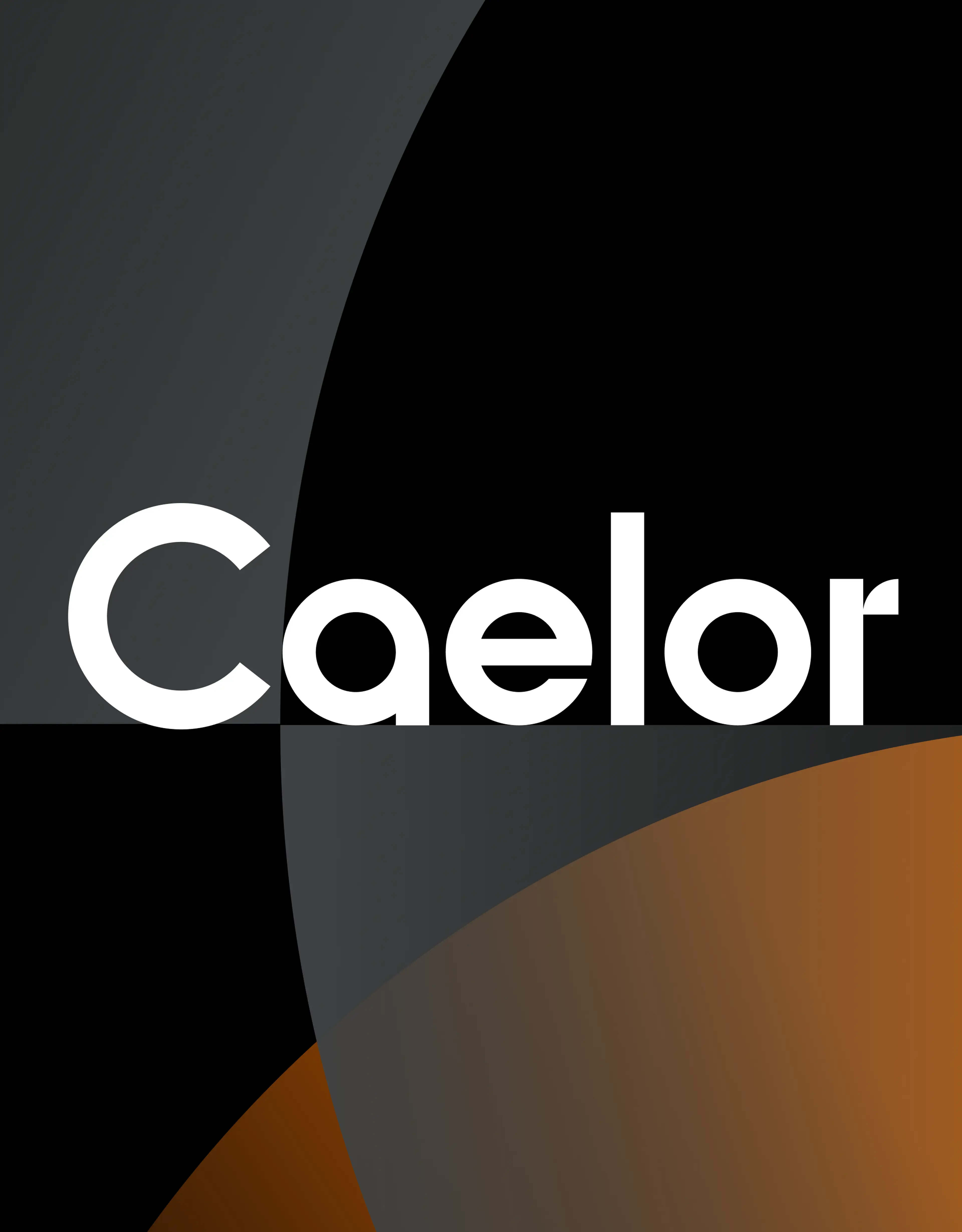 Caelor wordmark on black background