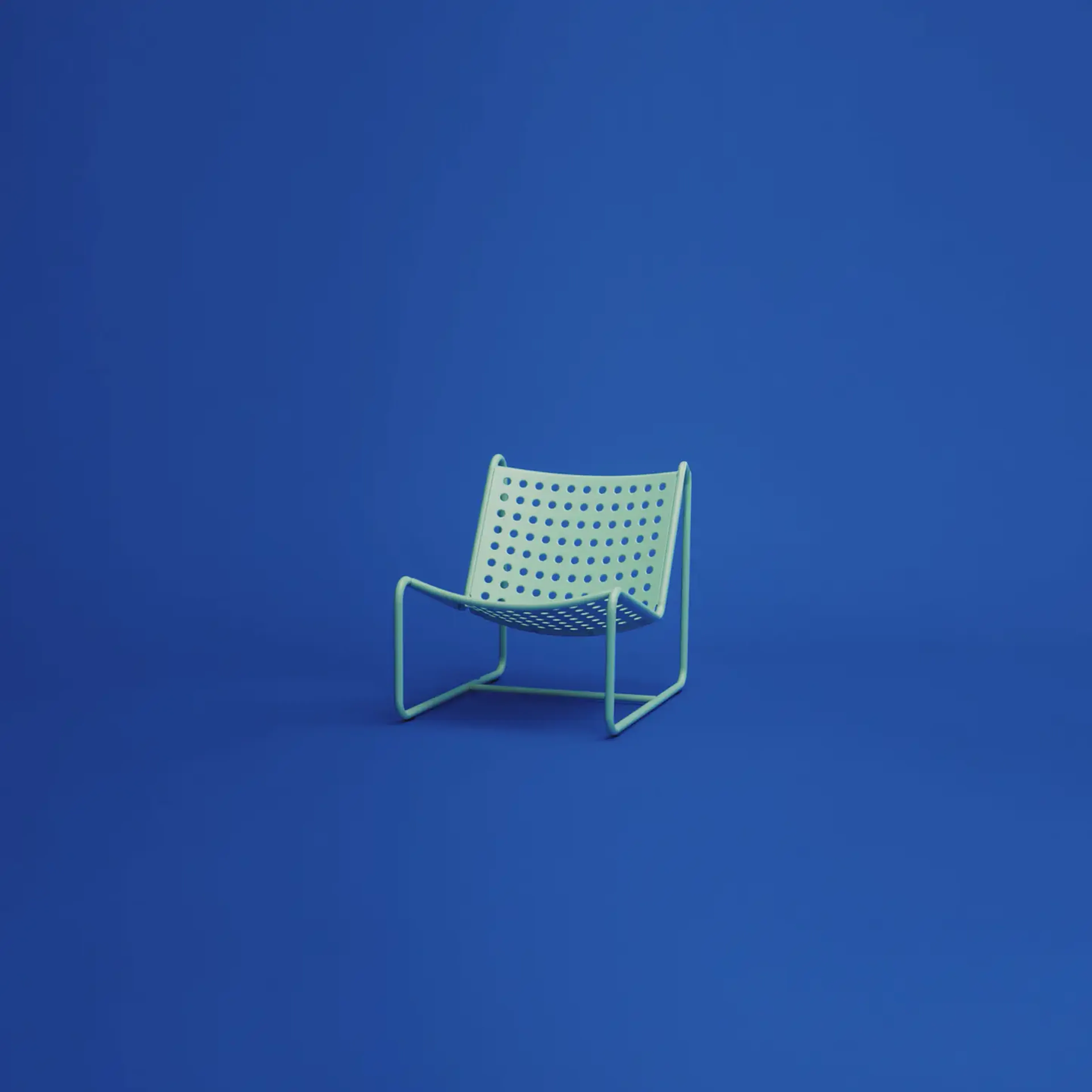 Mint green IKEA chair on vivid blue backdrop, hero visual from MassiveMusic's IKEA sonic identity case