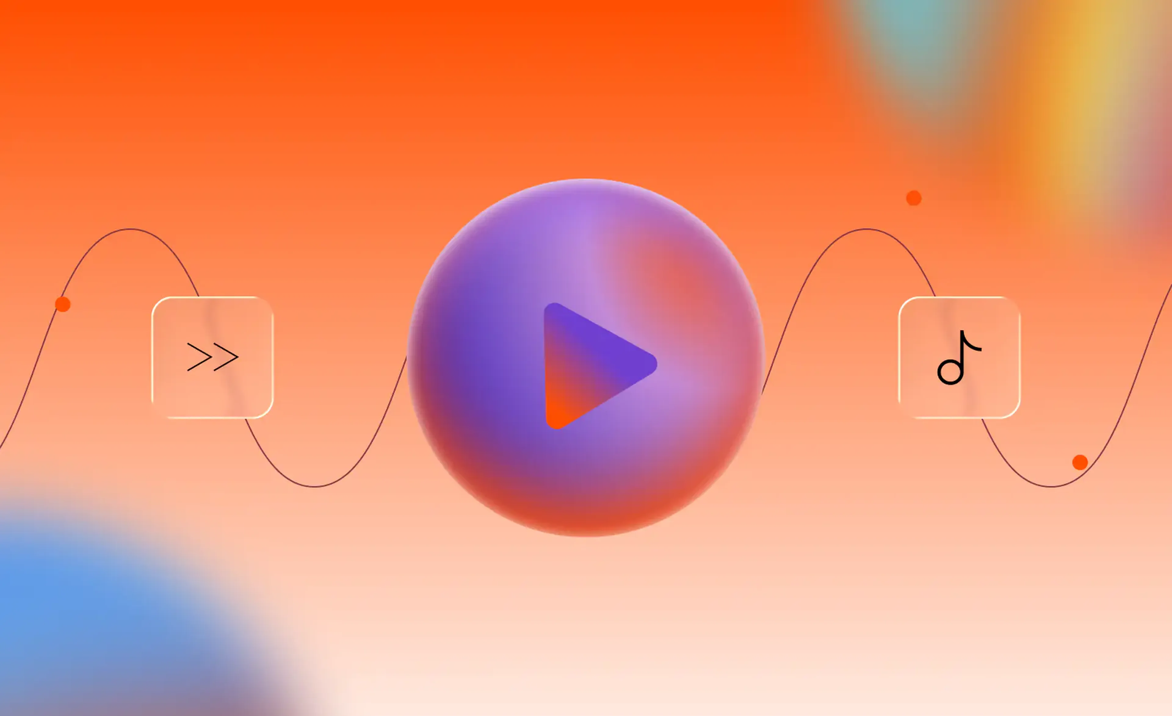 Play button sphere on a soundwave, loading placeholder for the MassiveMusic catalog transfer page