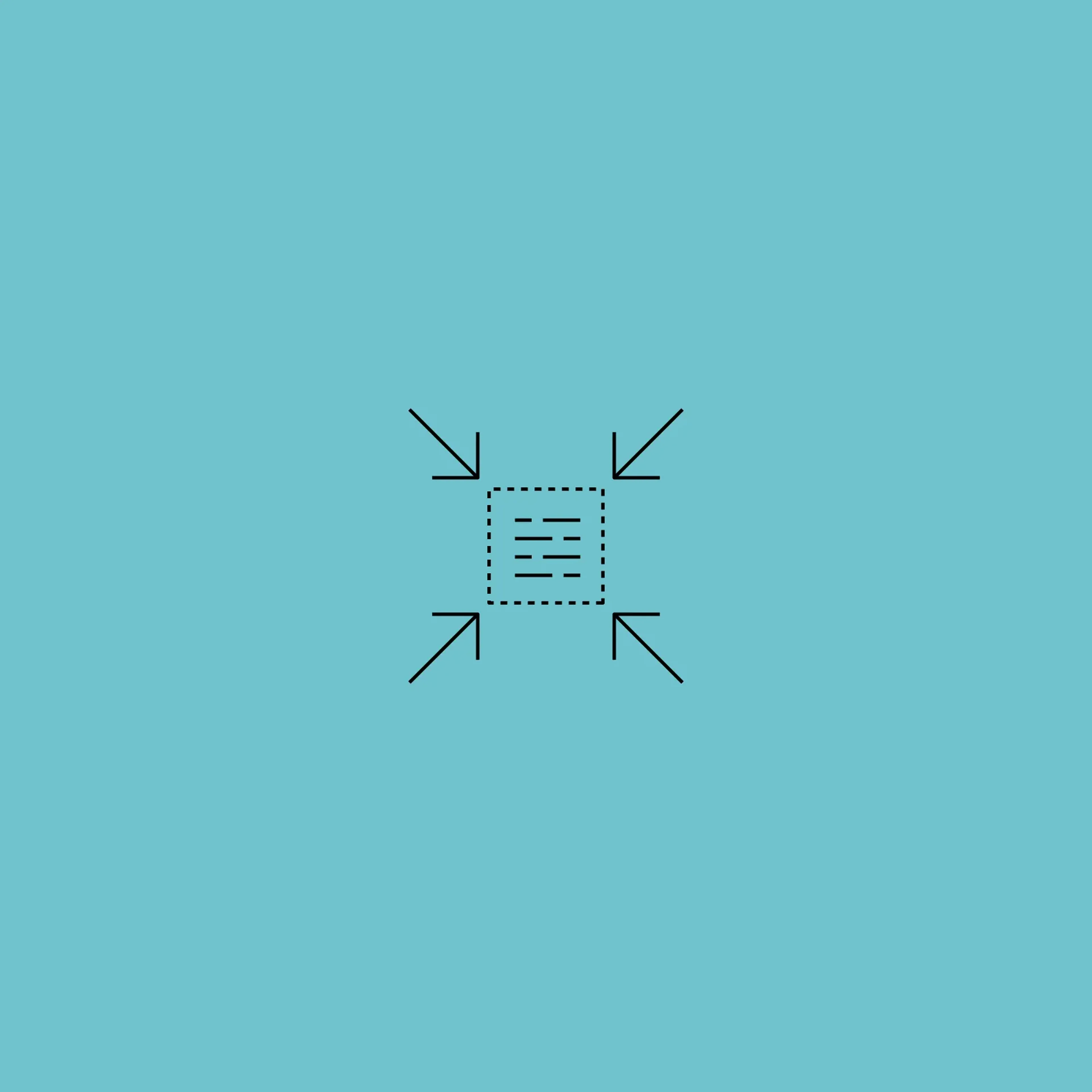 Line icon of four arrows pointing to a central document, representing one unified platform