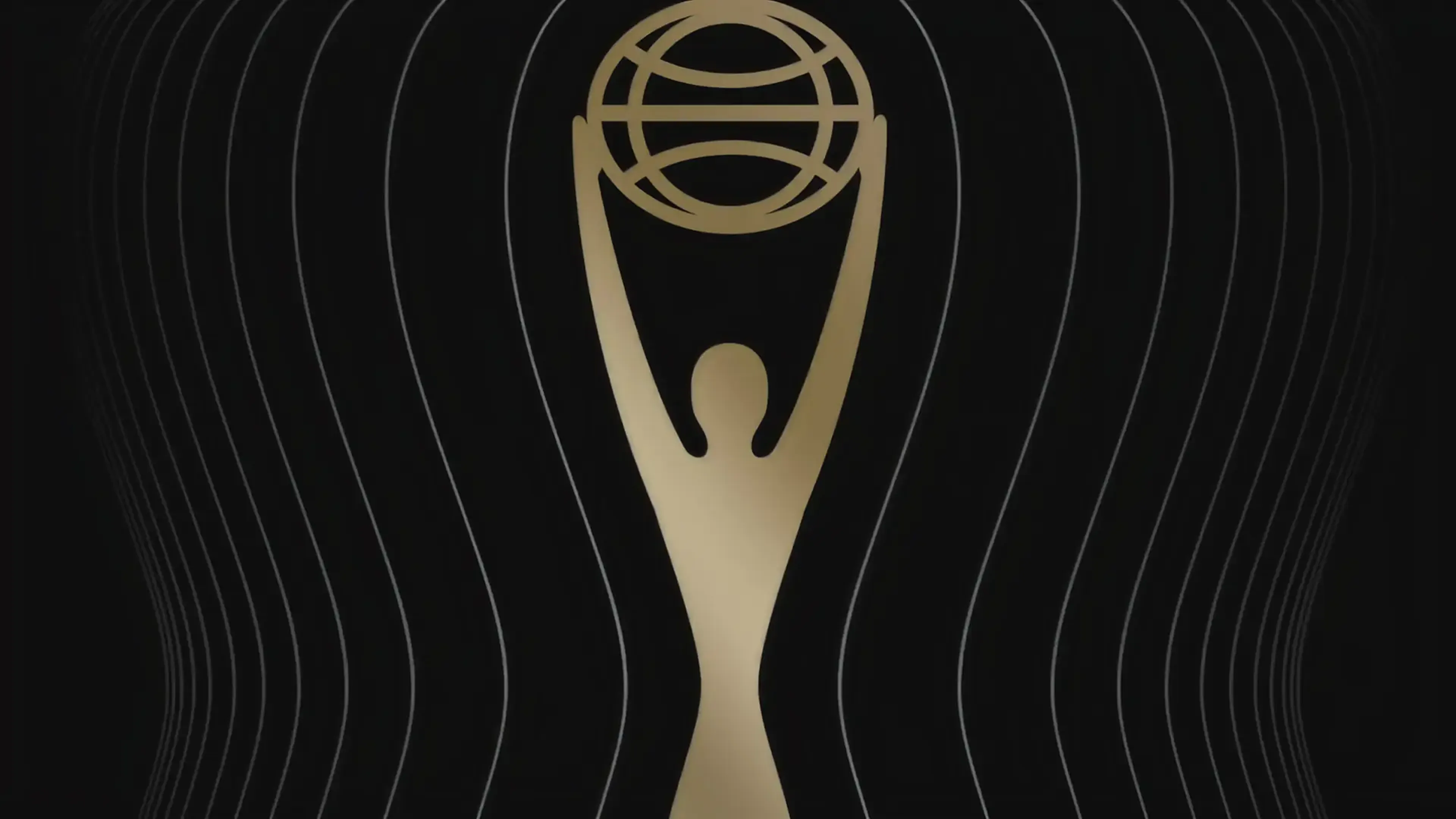 Gold CLIO Award statue on a dark wave-patterned backdrop, featured on the MassiveMusic CLIO win case page