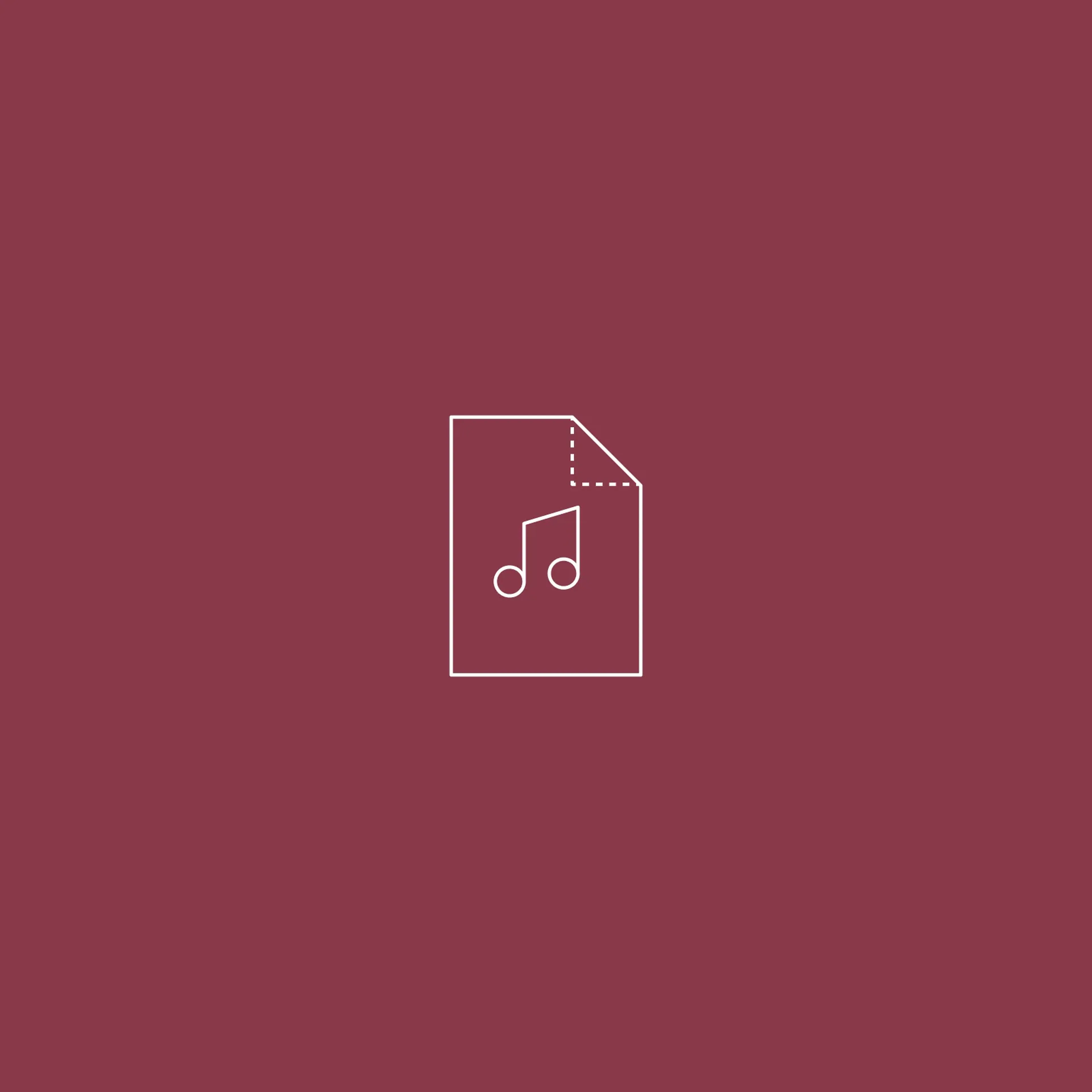 Line icon of a document with a folded corner and a music note, representing music files and delivery