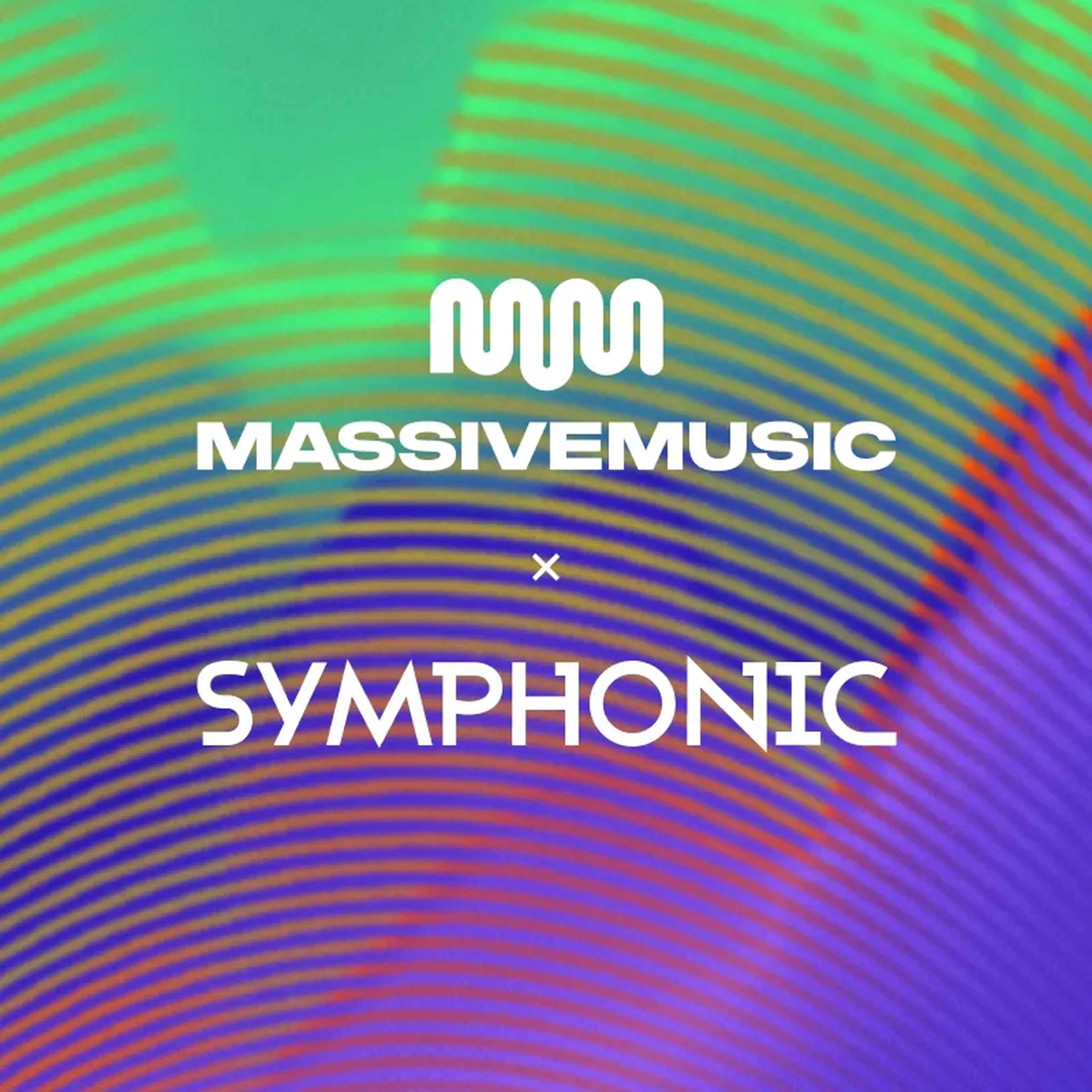 MassiveMusic and Symphonic logo lockup on a sonic ripple gradient, marking their audio delivery collaboration