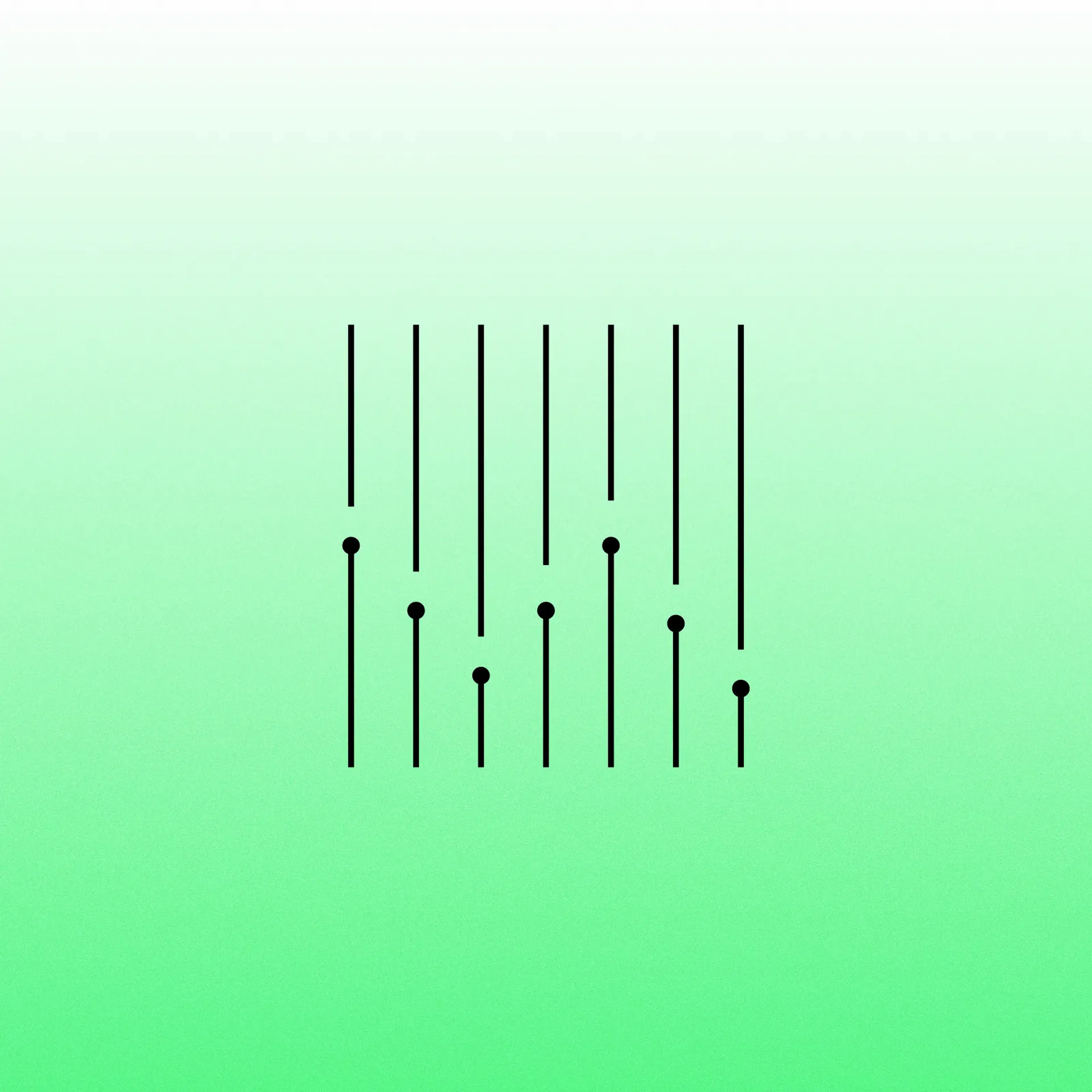 Line icon of vertical fader lines with dots at different heights, representing audio levels being adjusted