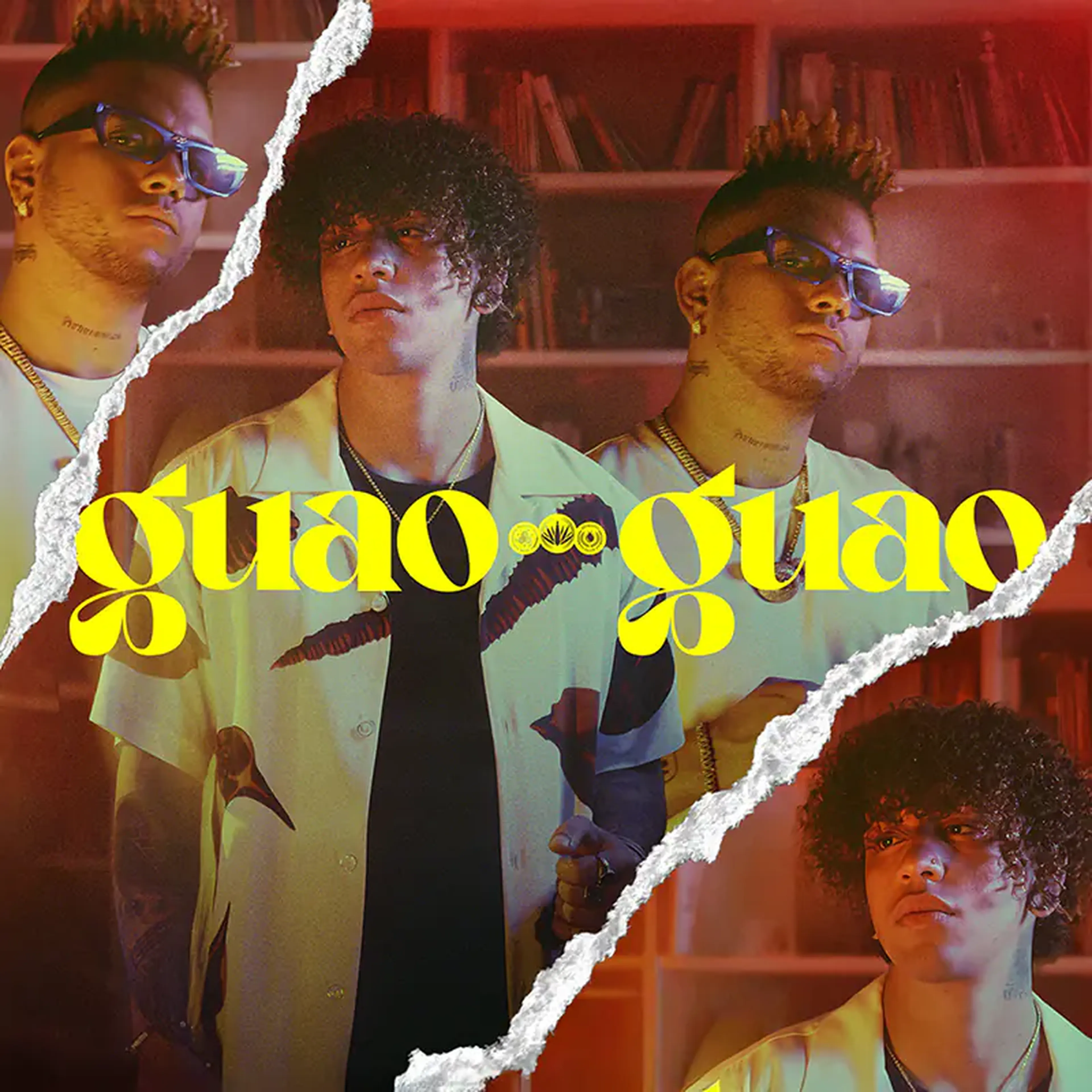 Desperados guao guao campaign title over people in a red room, square image, from the MassiveMusic Desperados campaign