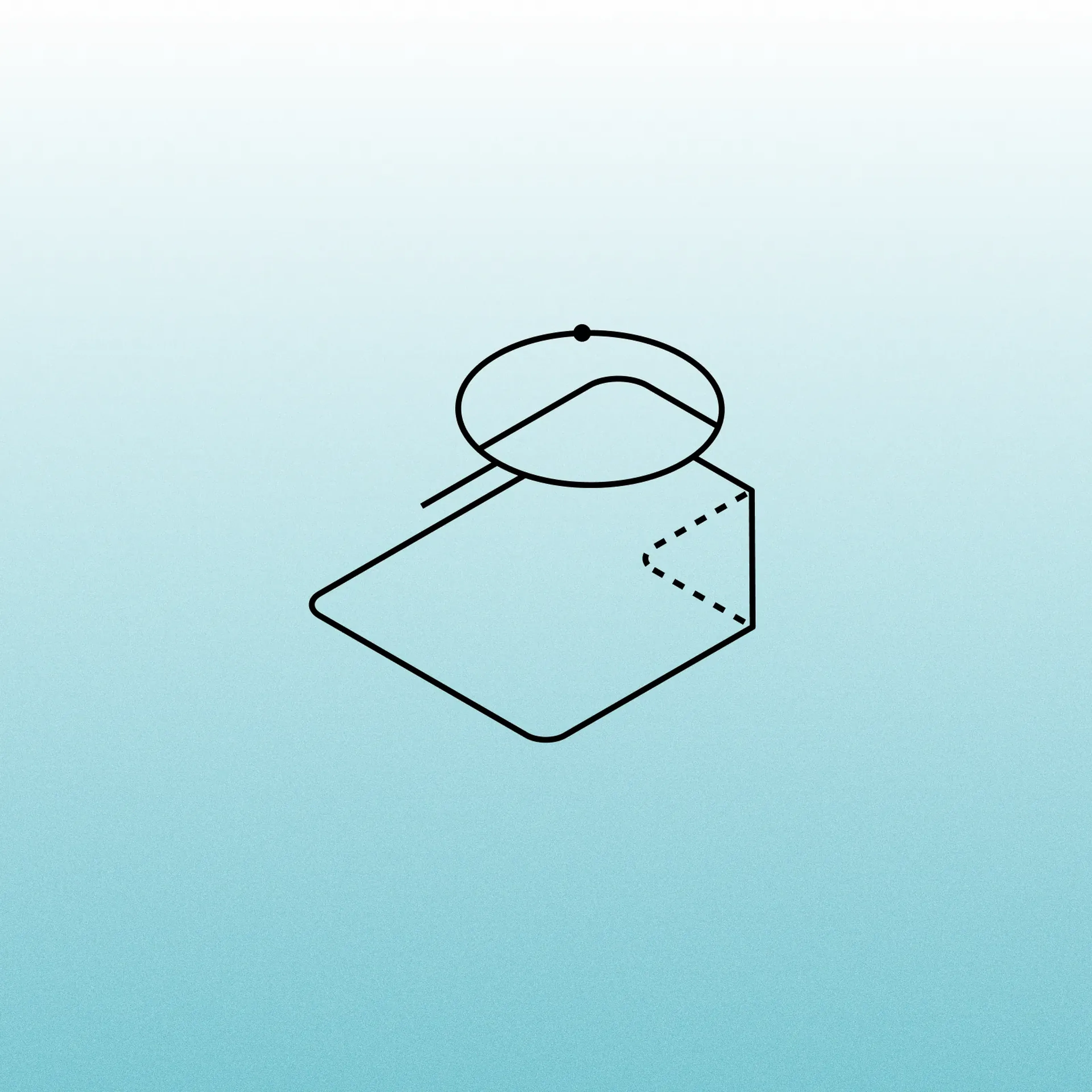 Line icon of an isometric plane with a looping ellipse above it, representing a repeating process