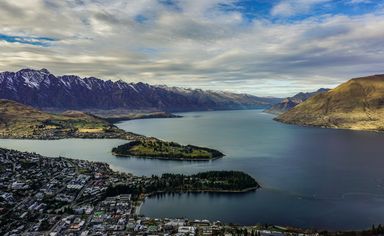 Looking down at Queenstown from the top of the gondola