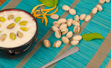 Indian rice pudding with pistachios