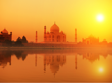 The Taj Mahal at sunset