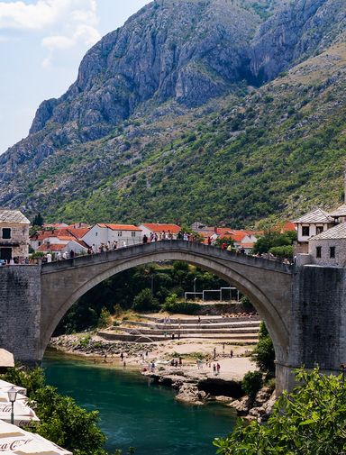 The Stare Most (old bridge) in Mostar, Bosnia and Herzevonia
