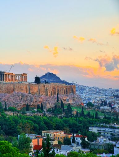 The Acropolis in Athens at sunset
