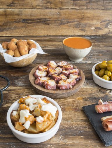 A selection of traditional Spanish food
