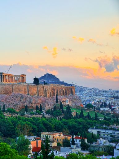 The Acropolis in Athens at sunset