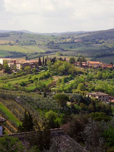 The rolling hills and walled villages of Tuscany.