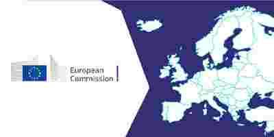 Weltkarte Europas mit dem Logo der Europäischen Komission (EC)