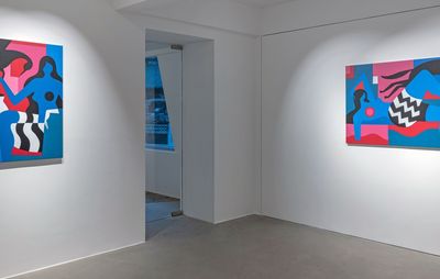 Two Piet Parra paintings in a white gallery space