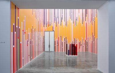 Large, coloured sound graph wall installation