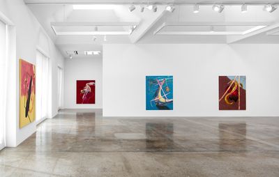 installation view of a recent Julian Schnabel painting exhibition