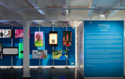 installation view of digital exhibition of a selection of NGTs on screens