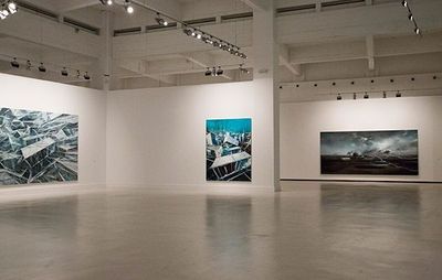 Installation view of Jia Aili's Malaga Exhibition with three paintings