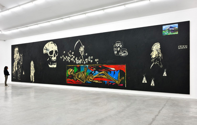 Wes Lang's work displayed against a black backdrop