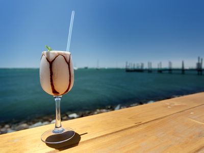 A don pedro drink at the water's edge