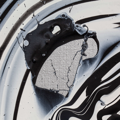detail of monochrome print of splashing paint