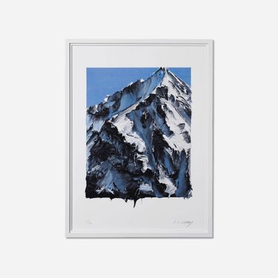 framed print of a snowy mountain peak by artist Conrad Jon Godly